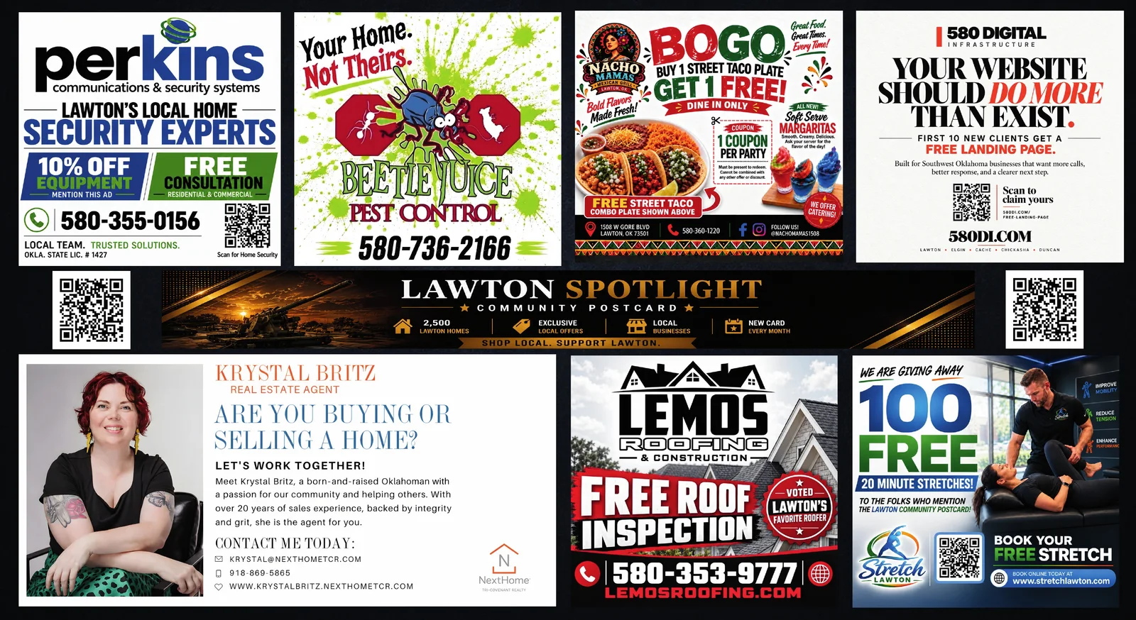Complete actual front of the October Lawton Community Spotlight postcard